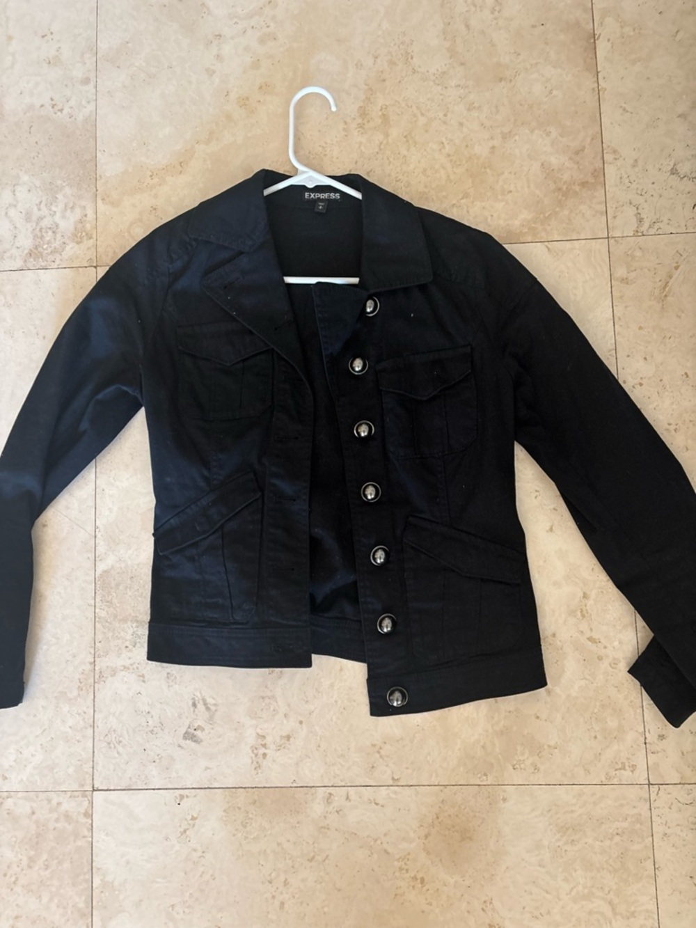 Express Black Button-Front Jean Jacket